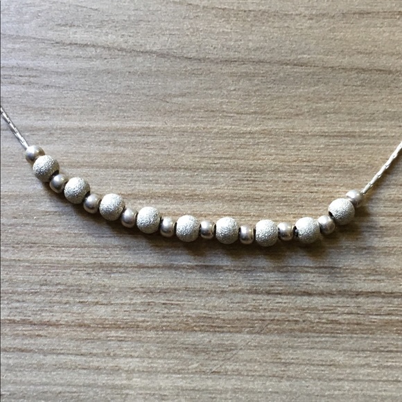 .925 Sterling Silver Stardust Beaded Necklace - Picture 4 of 8